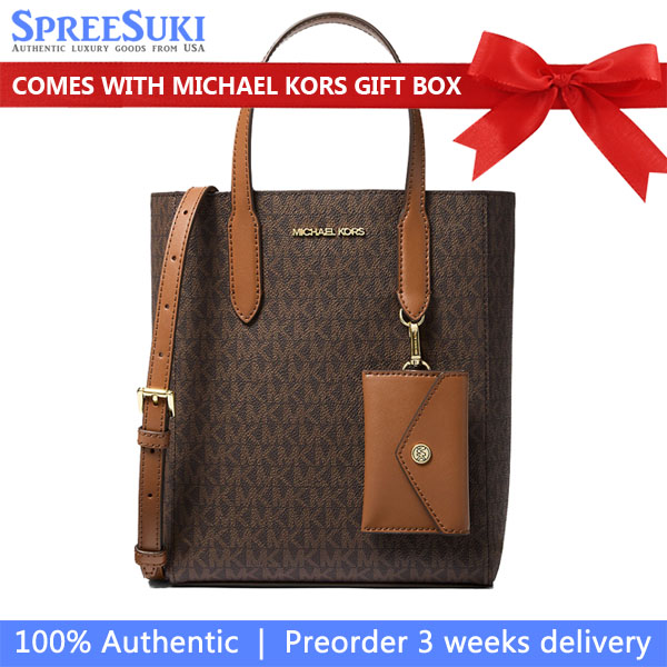 Michael Kors Vincent Small Signature Logo Convertible Tote Bag With Card Case Brown # 35F4G2VT1B