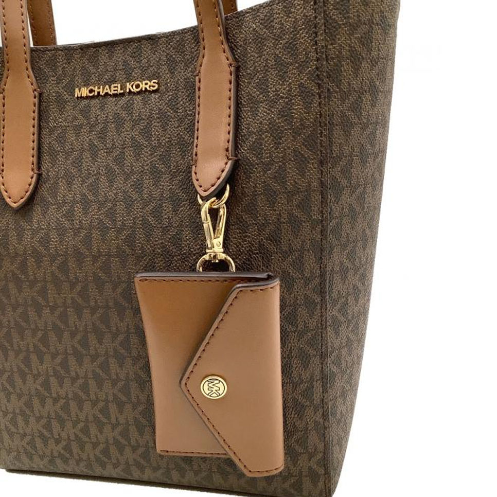 Michael Kors Vincent Small Signature Logo Convertible Tote Bag With Card Case Brown # 35F4G2VT1B
