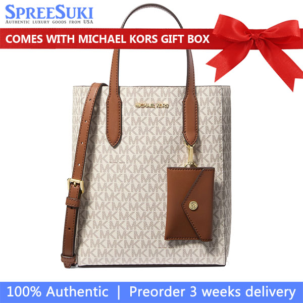 Michael Kors Vincent Small Signature Logo Convertible Tote Bag With Card Case Vanilla # 35F4G2VT1B