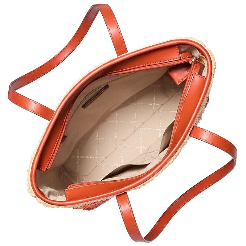 Michael Kors The Michael Ombré Straw Tote Bag Red Clay # 35S5G01T3W