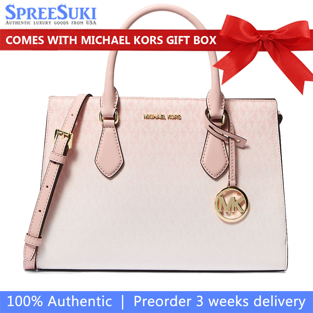 Michael Kors Sheila Medium Ombré Signature Logo Satchel Powder Blush # 35S5G6HS8B