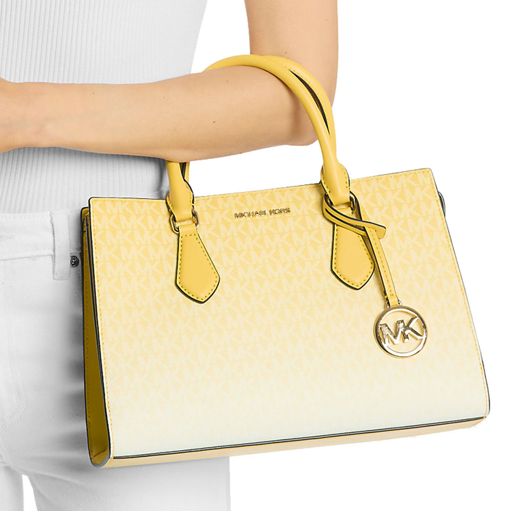 Michael Kors Sheila Medium Ombré Signature Logo Satchel Daisy Yellow # 35S5G6HS8B