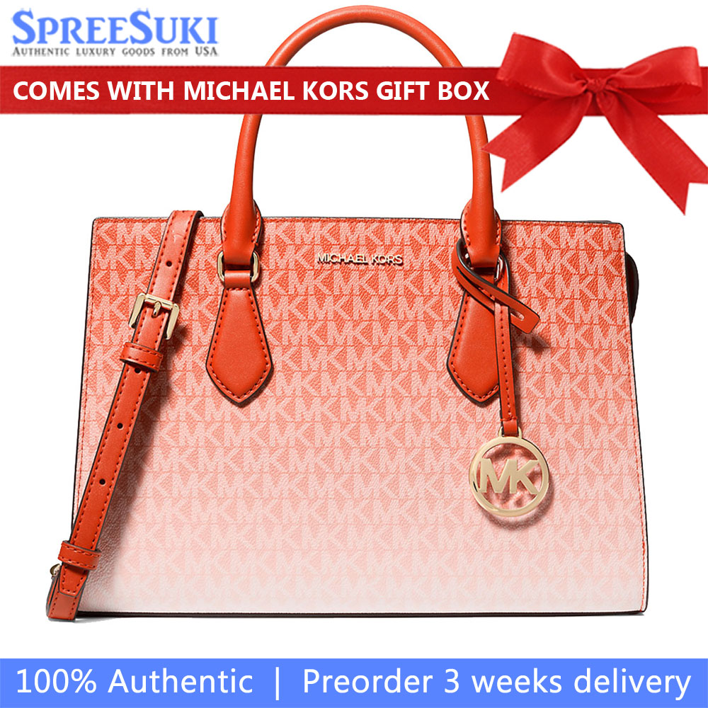 Michael Kors Sheila Medium Ombré Signature Logo Satchel Red Clay # 35S5G6HS8B