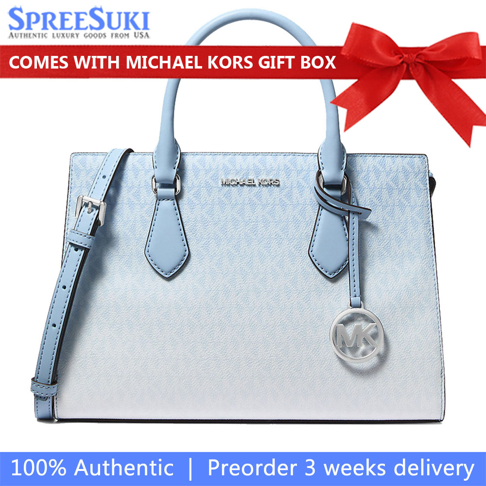 Michael Kors Sheila Medium Ombré Signature Logo Satchel Light Sky # 35R5S6HS8B