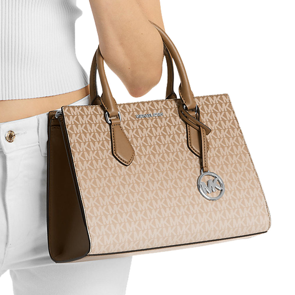 Michael Kors Sheila Medium Ombré Signature Logo Satchel Husk # 35R5S6HS8B