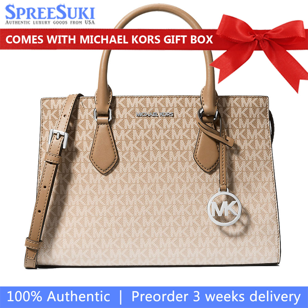 Michael Kors Sheila Medium Ombré Signature Logo Satchel Husk # 35R5S6HS8B