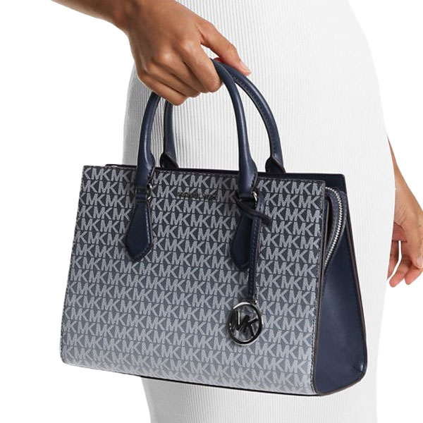 Michael Kors Sheila Medium Ombré Signature Logo Satchel Navy # 35R5S6HS8B