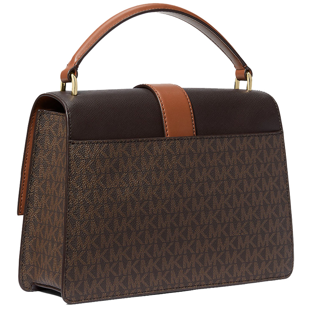 Michael Kors Greenwich Medium Signature Logo Satchel Brown # 35S5GGRS6V