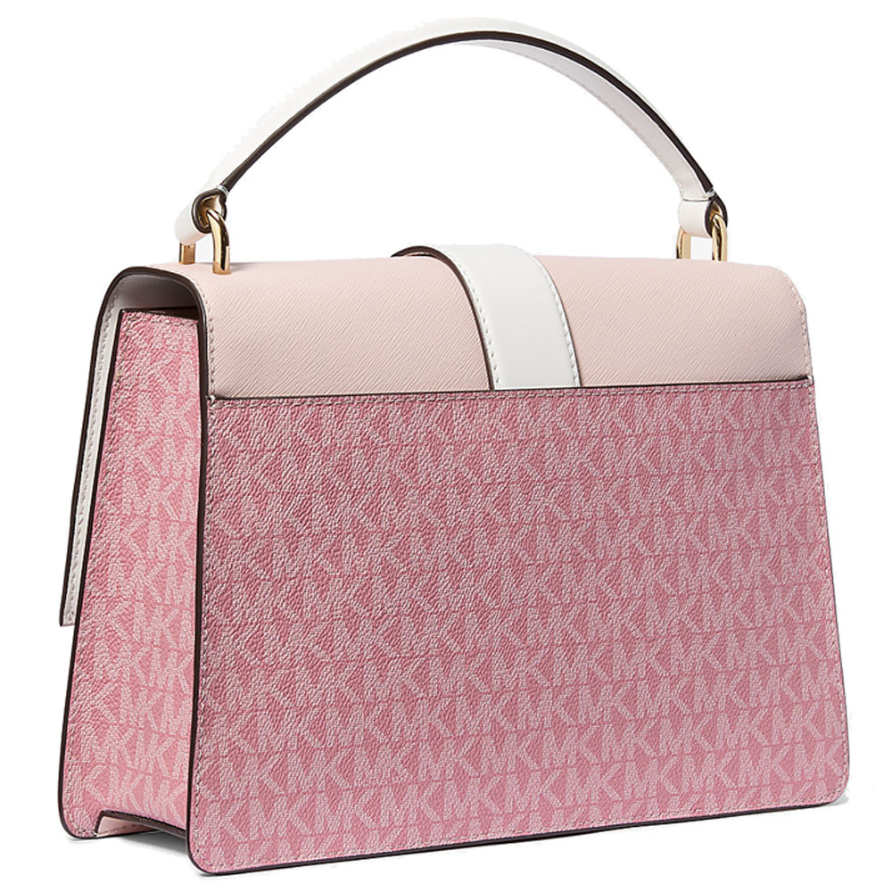 Michael Kors Greenwich Medium Signature Logo Satchel Powder Blush Multi # 35S5GGRS6V