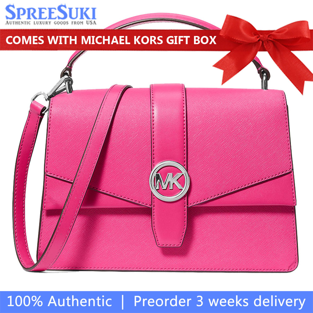 Michael Kors Greenwich Medium Saffiano Leather Satchel Dragonfruit # 35S5SGRS2L