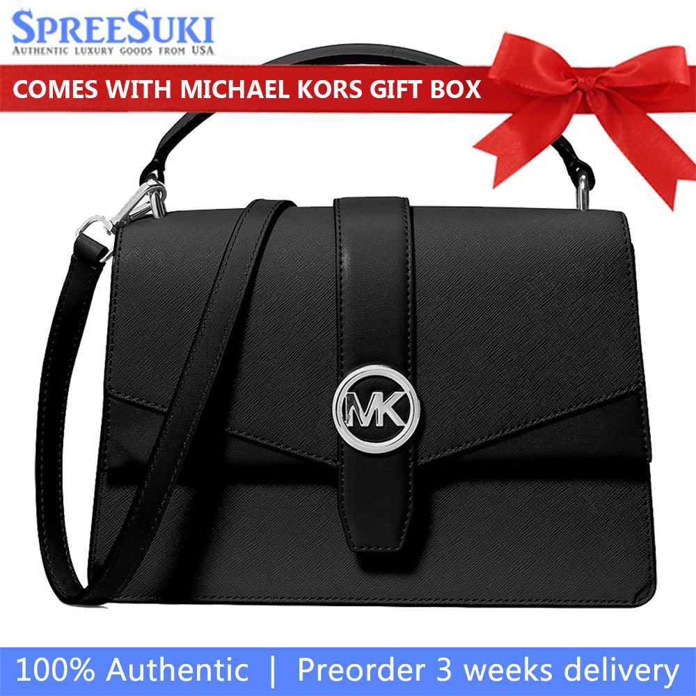 Michael Kors Greenwich Medium Saffiano Leather Satchel Black # 35S5SGRS2L