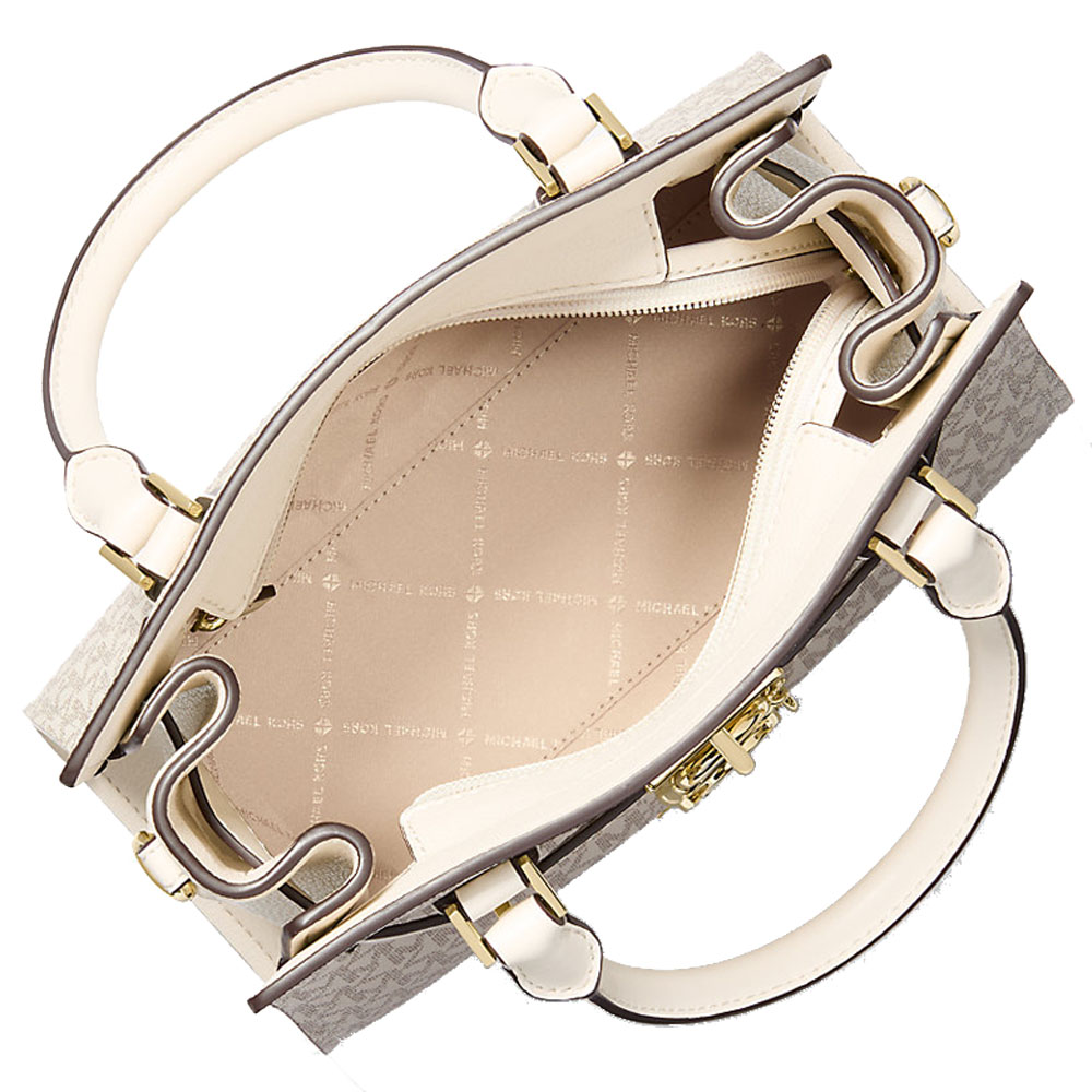 Michael Kors Hamilton Small Logo Satchel Light Cream Multi # 35F1GHMS1B