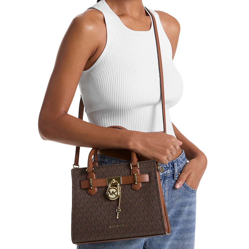 Michael Kors Hamilton Small Logo Satchel Brown # 35F1GHMS1B