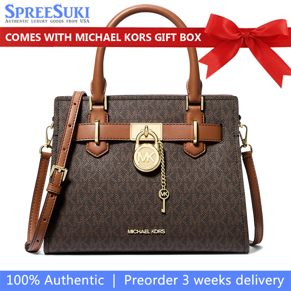 Michael Kors Hamilton Small Logo Satchel Brown # 35F1GHMS1B