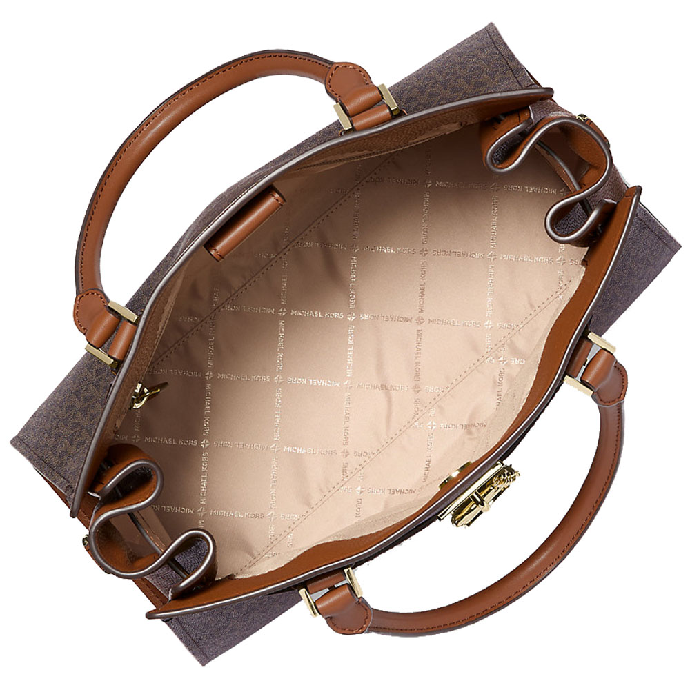 Michael Kors Hamilton Medium Logo Satchel Brown # 35F1GHMS2B