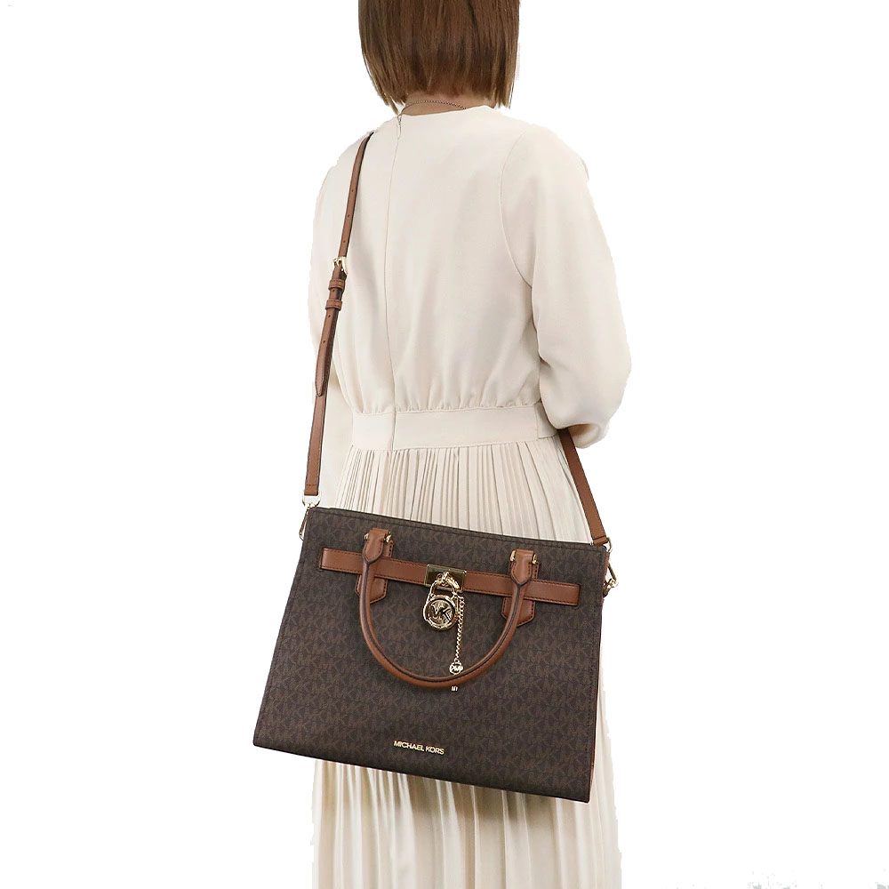 Michael Kors Hamilton Medium Logo Satchel Brown # 35F1GHMS2B