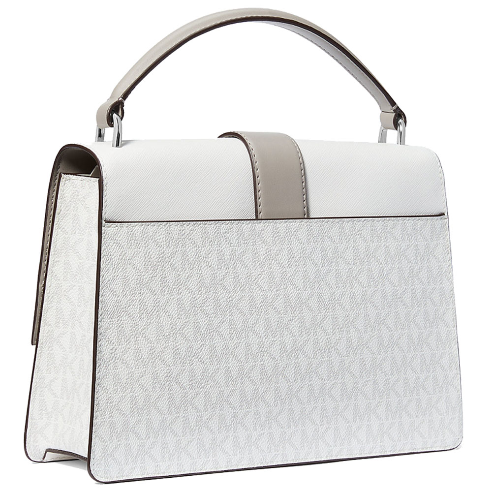 Michael Kors Greenwich Medium Color-Block And Signature Logo Satchel Optic White # 35S5SGRS6V