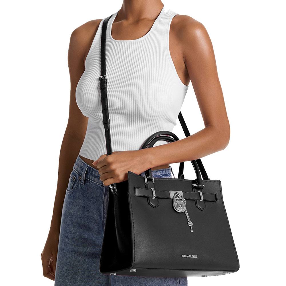 Michael Kors Hamilton Medium Leather Satchel Black # 35S3SHMS6L