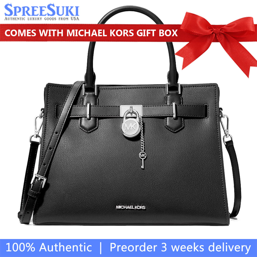 Michael Kors Hamilton Medium Leather Satchel Black # 35S3SHMS6L