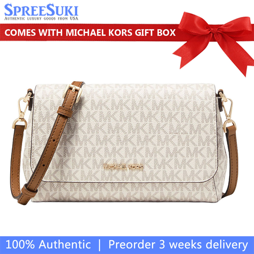 Michael Kors Crossbody Bag Sling Medium Convertible Pouchette Jet Set Item Vanilla Off White # 35H8GTTC6B