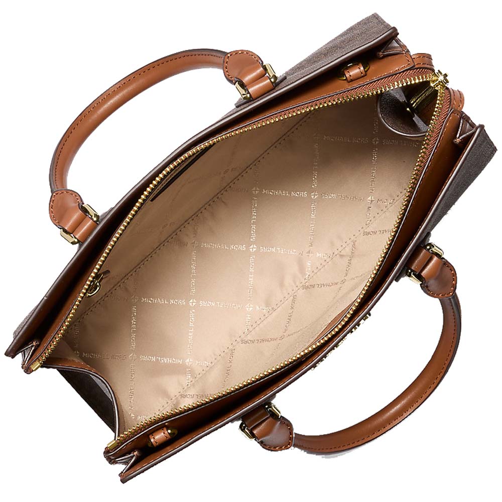 Michael Kors Sheila Medium Logo Satchel Brown # 35S3G6HS2B