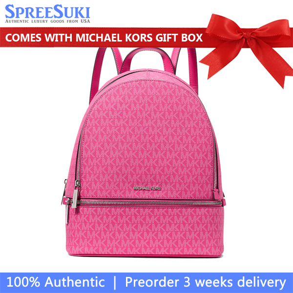 Michael Kors Rhea Medium Signature Logo Backpack Dragonfruit # 35S5SRAB2V