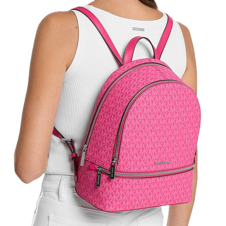 Michael Kors Rhea Medium Signature Logo Backpack Dragonfruit # 35S5SRAB2V