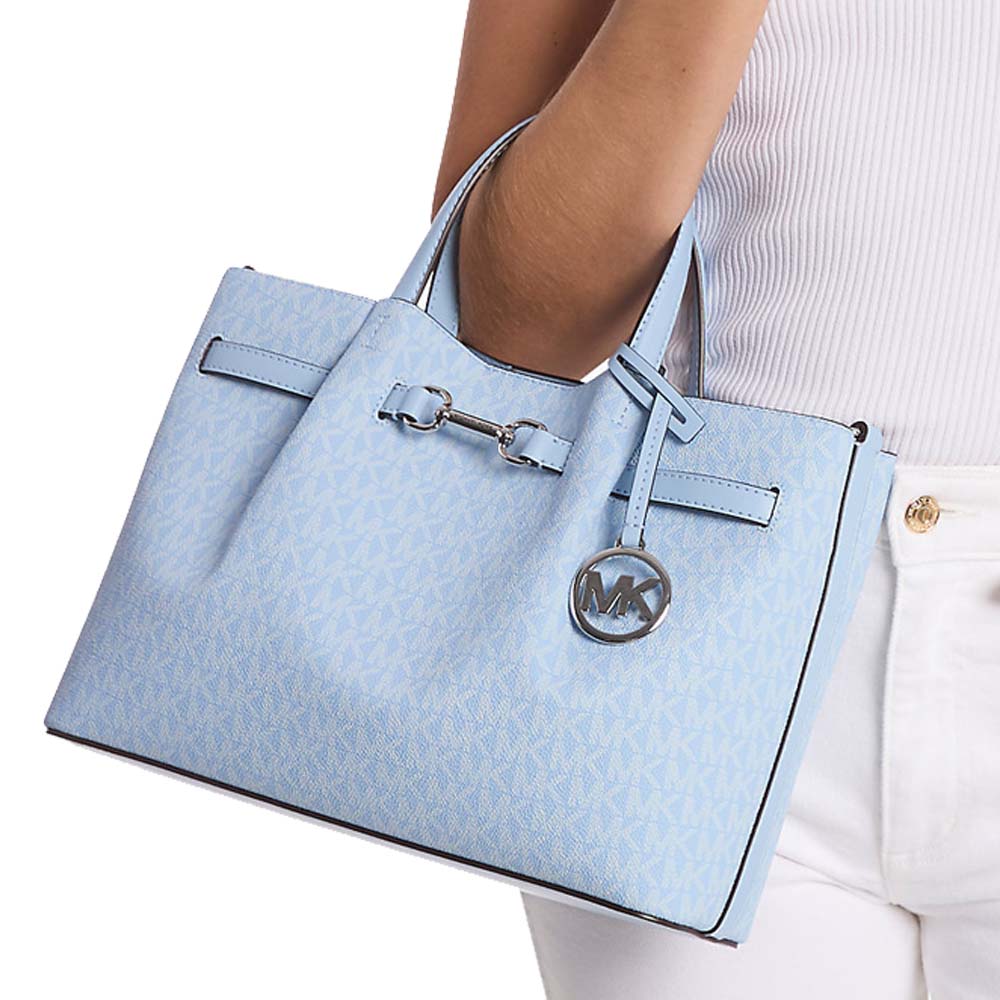 Michael Kors Carson Medium Signature Logo Satchel Light Sky # 35S5S2ZS3V