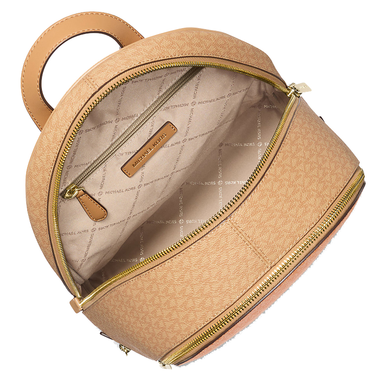 Michael Kors Rhea Medium Color-Block Signature Logo Backpack Pop Orange Multi # 35S5GRAB6V