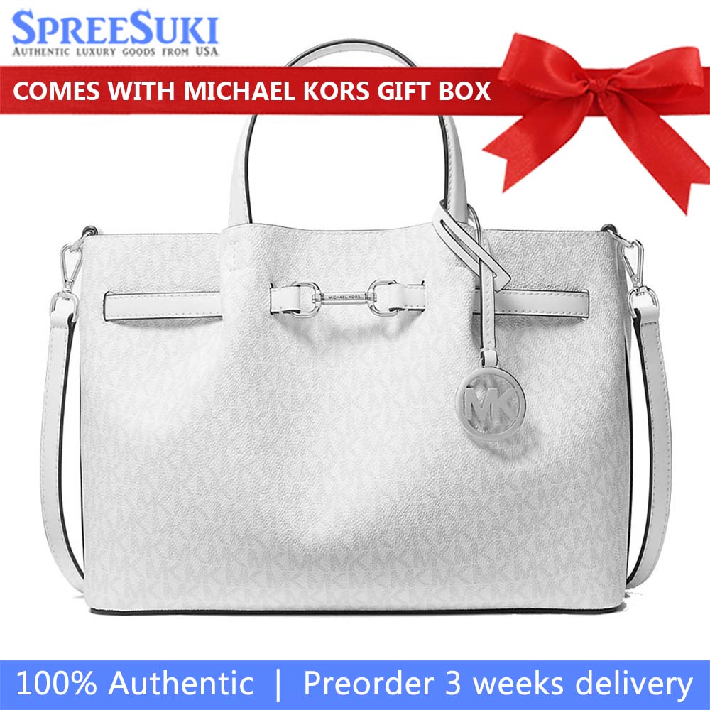 Michael Kors Carson Medium Signature Logo Satchel Optic White # 35S5S2ZS3V