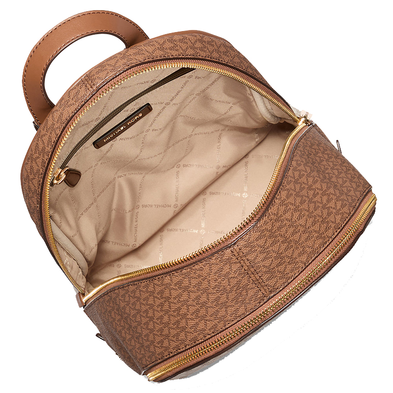 Michael Kors Rhea Medium Color-Block Signature Logo Backpack Camel Mlt # 35S5GRAB6V