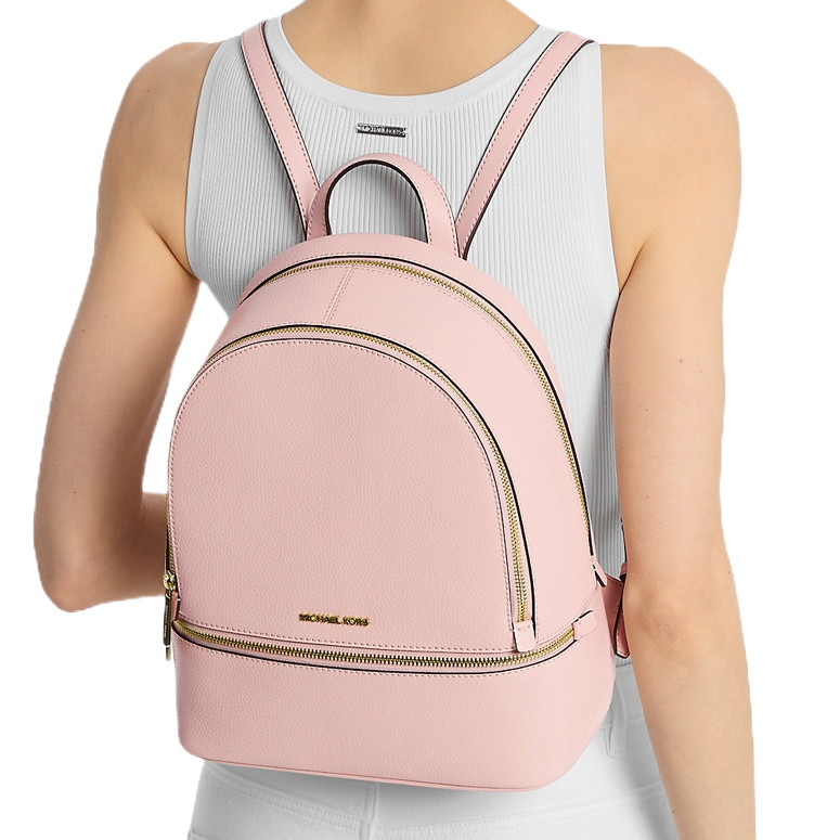 Michael Kors Rhea Medium Pebbled Leather Backpack Powder Blush # 35S5GRAB2L