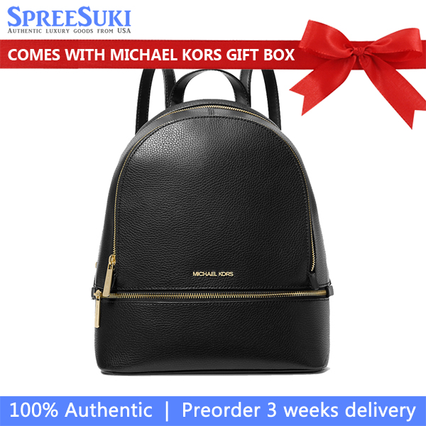 Michael Kors Rhea Medium Pebbled Leather Backpack Black # 35S5GRAB2L