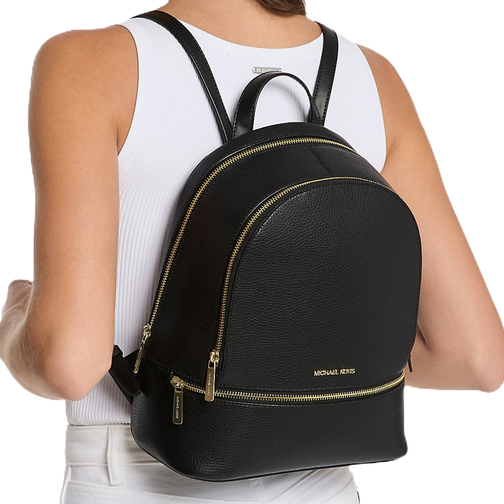 Michael Kors Rhea Medium Pebbled Leather Backpack Black # 35S5GRAB2L