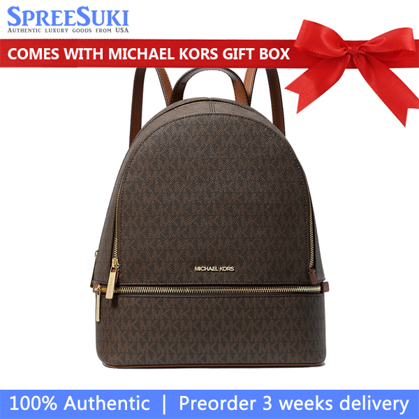 Michael Kors Rhea Medium Signature Logo Backpack Brown # 35S5GRAB2B