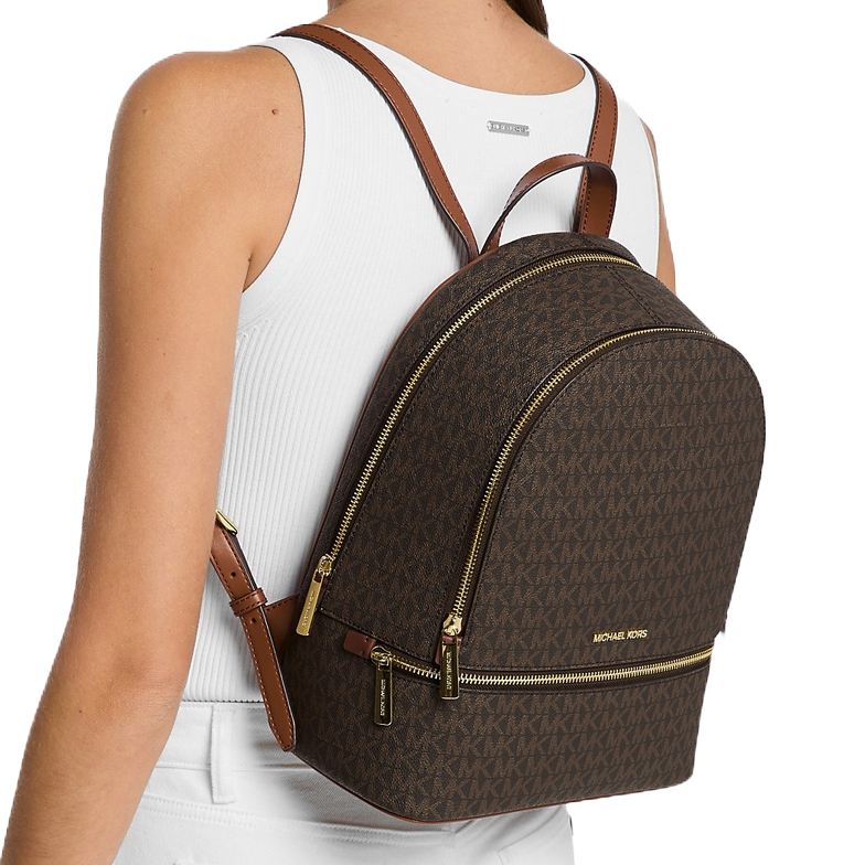 Michael Kors Rhea Medium Signature Logo Backpack Brown # 35S5GRAB2B