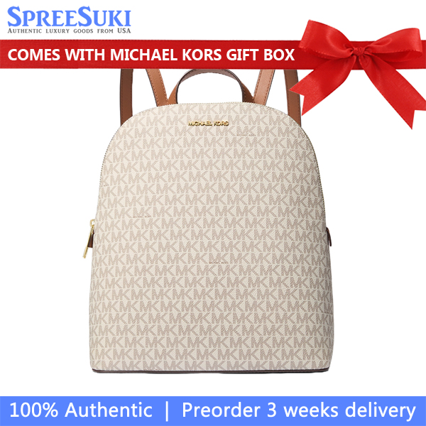 Michael Kors Cindy Large Signature Logo Backpack Vanilla # 35T5GCPC3B