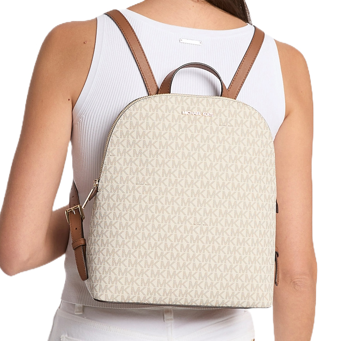 Michael Kors Cindy Large Signature Logo Backpack Vanilla # 35T5GCPC3B