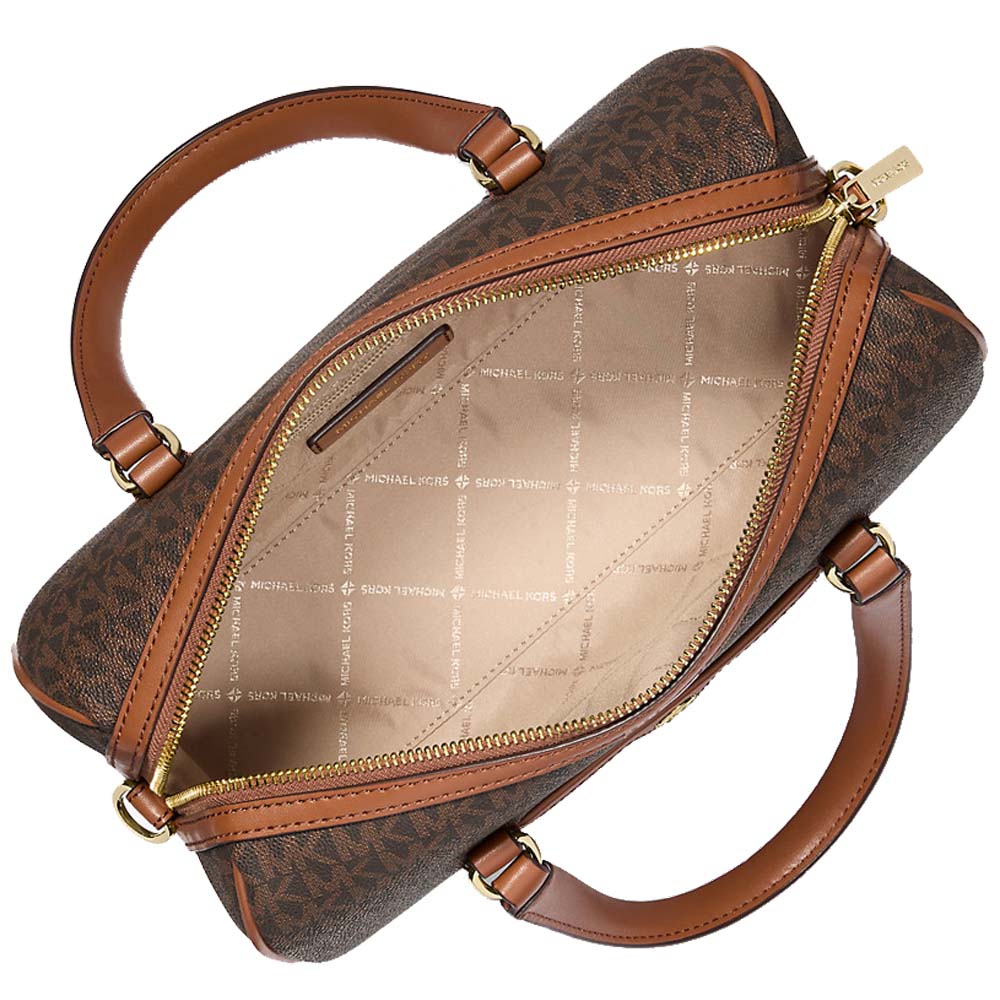 Michael Kors Jet Set Travenuel Medium Signature Logo Duffel Crossbody Bag Brown # 35S4GTFS6B