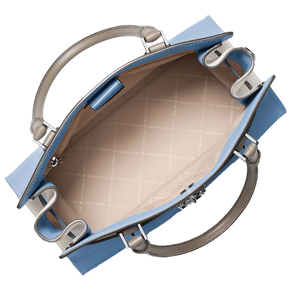 Michael Kors Hamilton Medium Color-Block Leather Satchel Light Sky Multi # 35T5SHMS2L