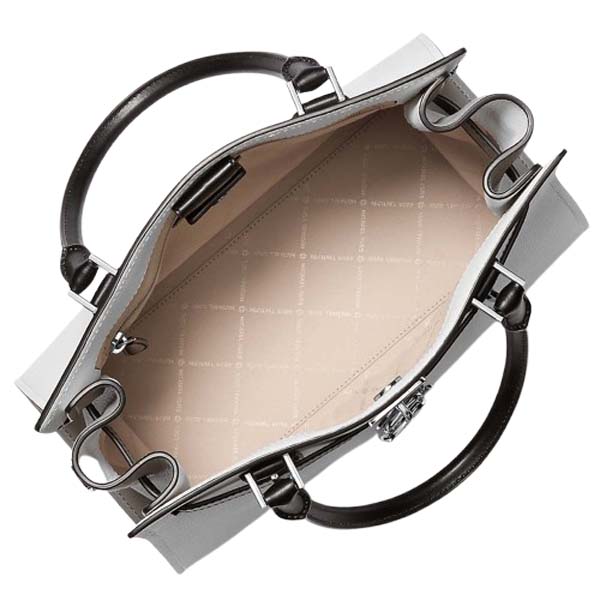 Michael Kors Hamilton Medium Color-Block Leather Satchel Optic White Multi # 35T5SHMS2L