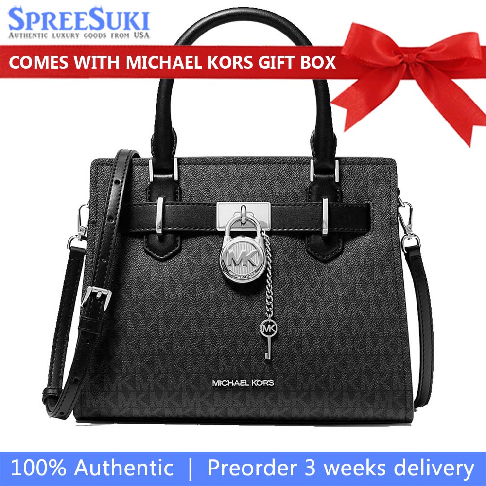 Michael Kors Hamilton Small Signature Logo Satchel Black # 35T1SHMS1B