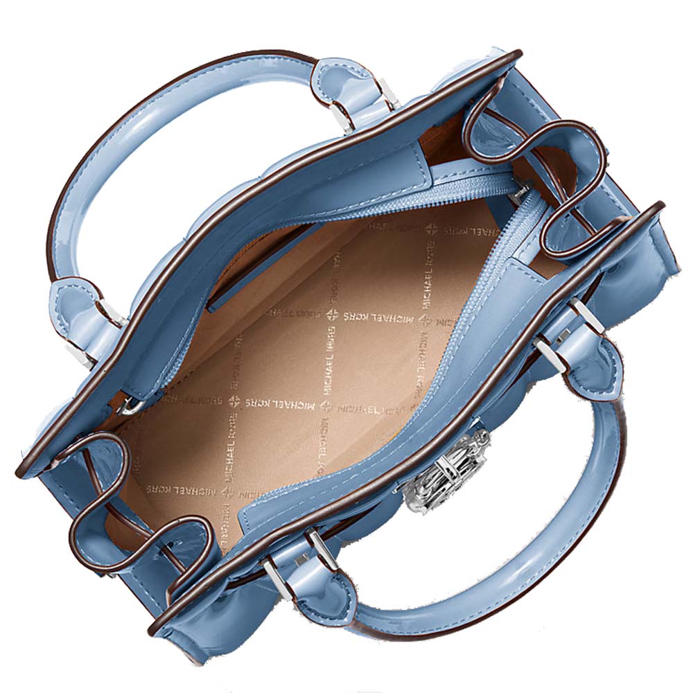 Michael Kors Hamilton Small Patent Satchel Light Sky # 35T5SHMS1A