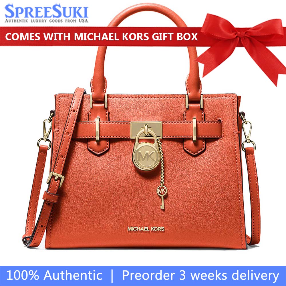 Michael Kors Hamilton Small Leather Satchel Red Clay # 35T1GHMS1L