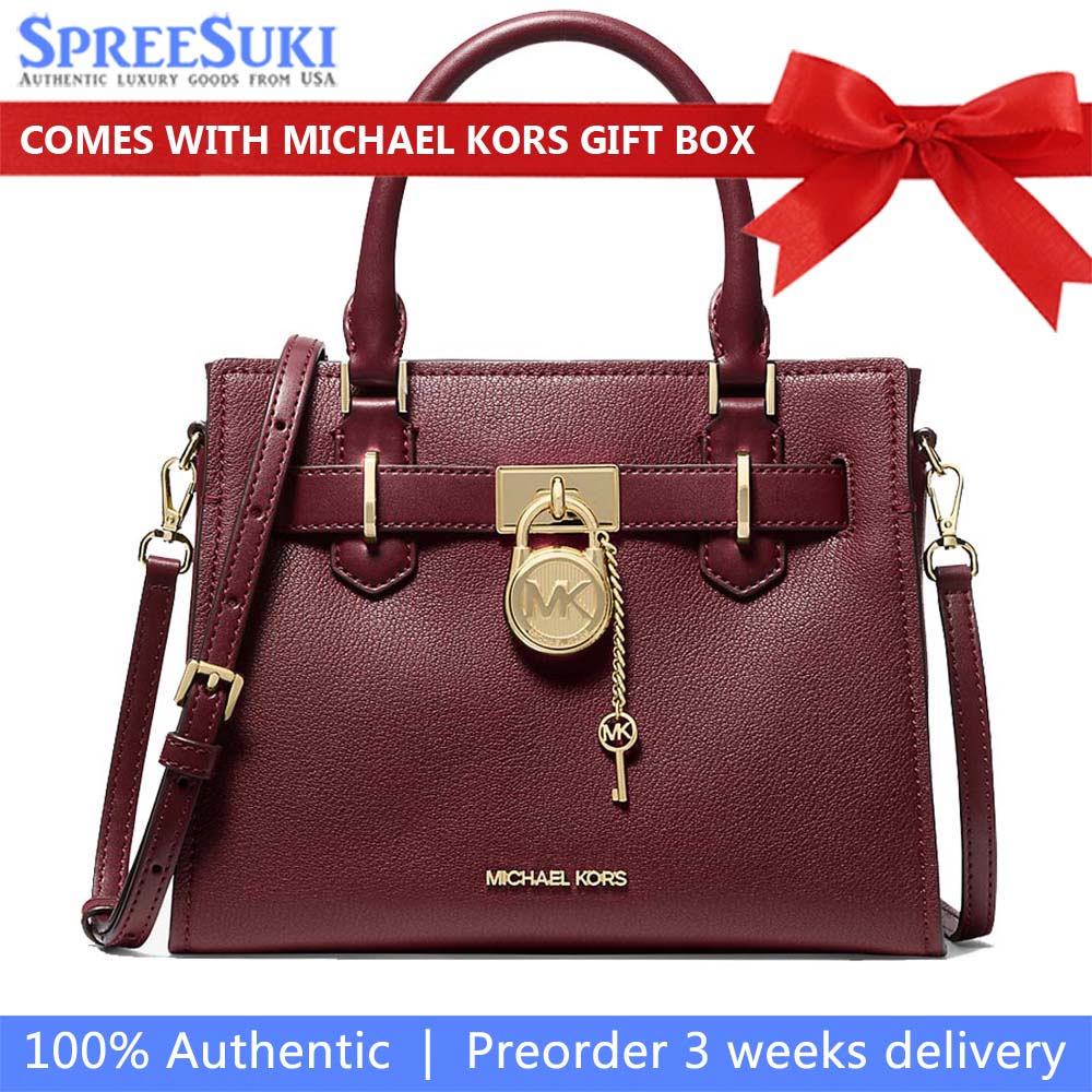 Michael Kors Hamilton Small Leather Satchel Oxblood # 35T1GHMS1L