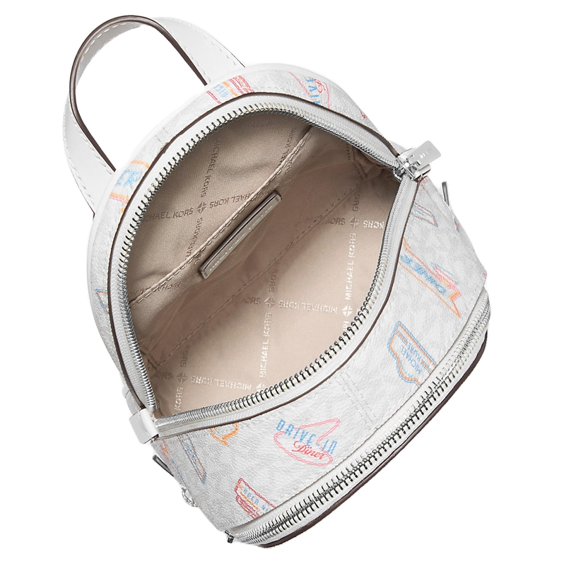 Michael Kors Rhea Extra-Small Printed Signature Logo Backpack Optic White # 35T5SRAB0I