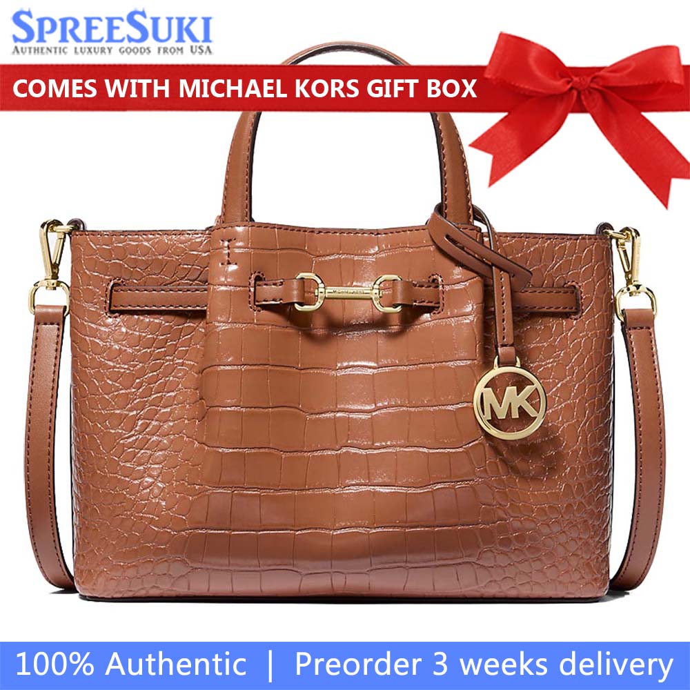 Michael Kors Carson Small Crocodile Embossed Satchel Luggage # 35S5G2ZS5I