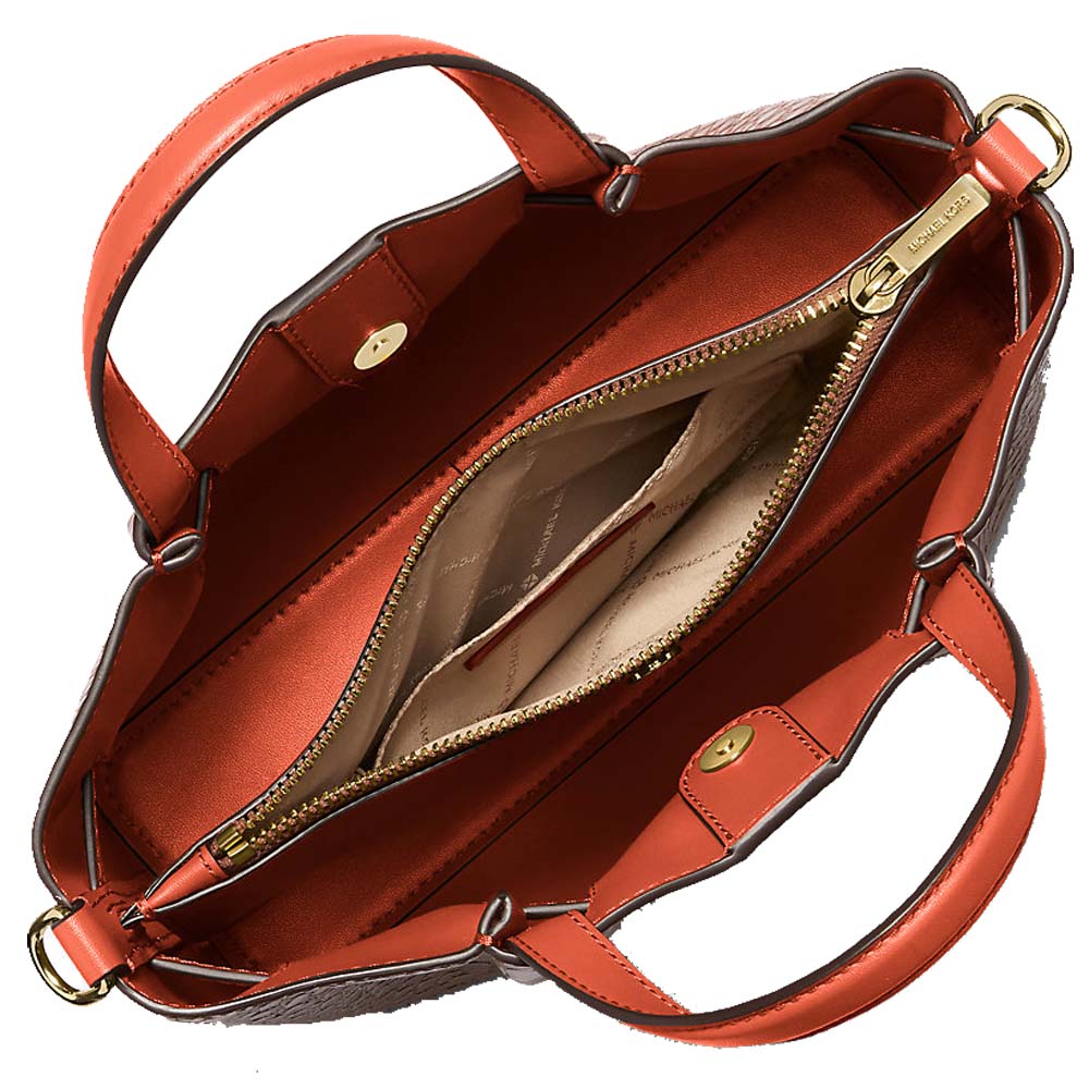 Michael Kors Carson Small Crocodile Embossed Satchel Red Clay # 35S5G2ZS5I