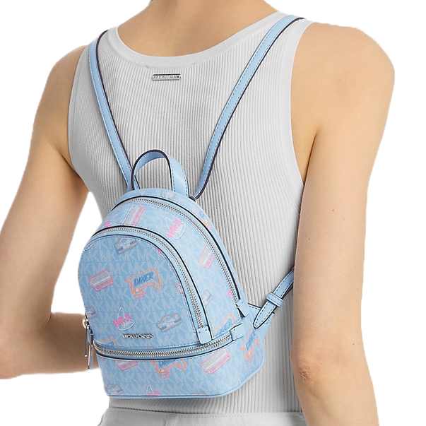 Michael Kors Rhea Extra-Small Printed Signature Logo Backpack Light Sky # 35T5SRAB0I