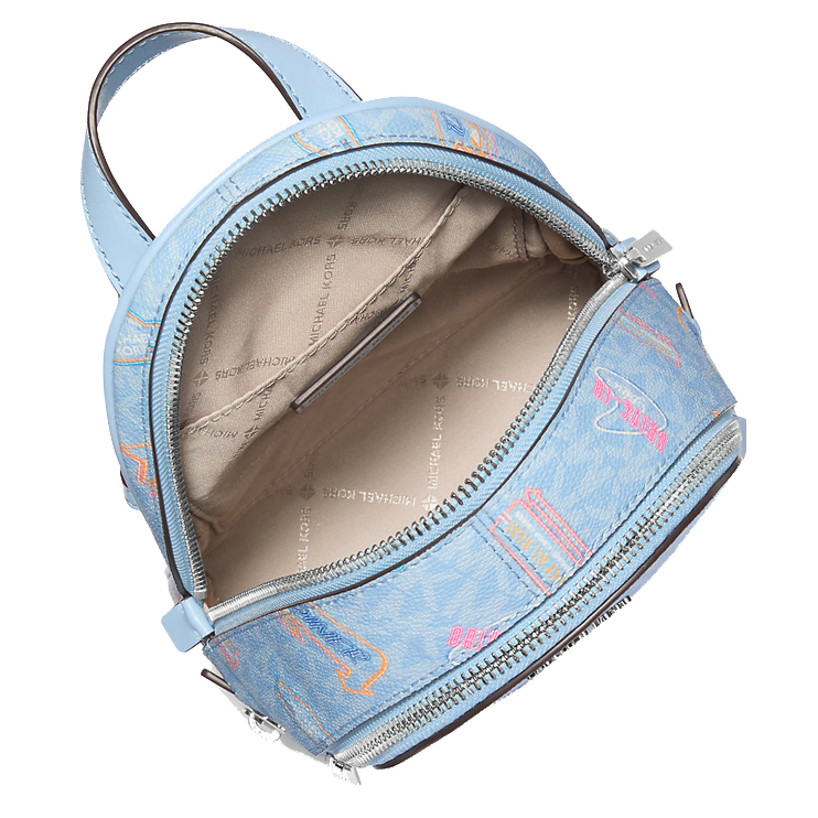 Michael Kors Rhea Extra-Small Printed Signature Logo Backpack Light Sky # 35T5SRAB0I
